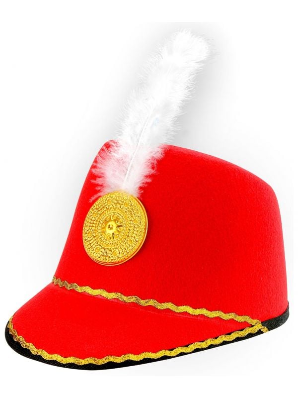 Rode majorette hoed met veer kind