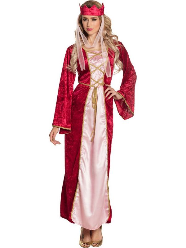 Rode middeleeuwse koningin jurk