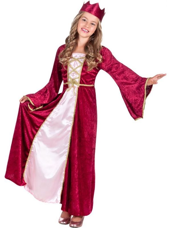 Rode middeleeuwse koningin jurk kind