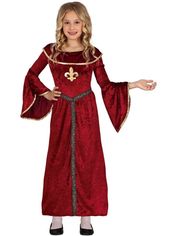 Rode middeleeuwse prinses jurk meisje