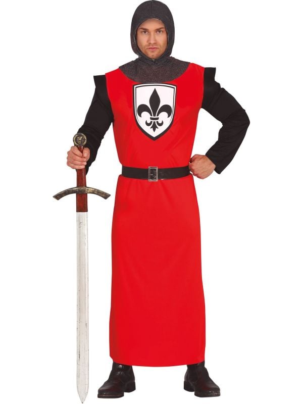 Rode middeleeuwse ridder kostuum man