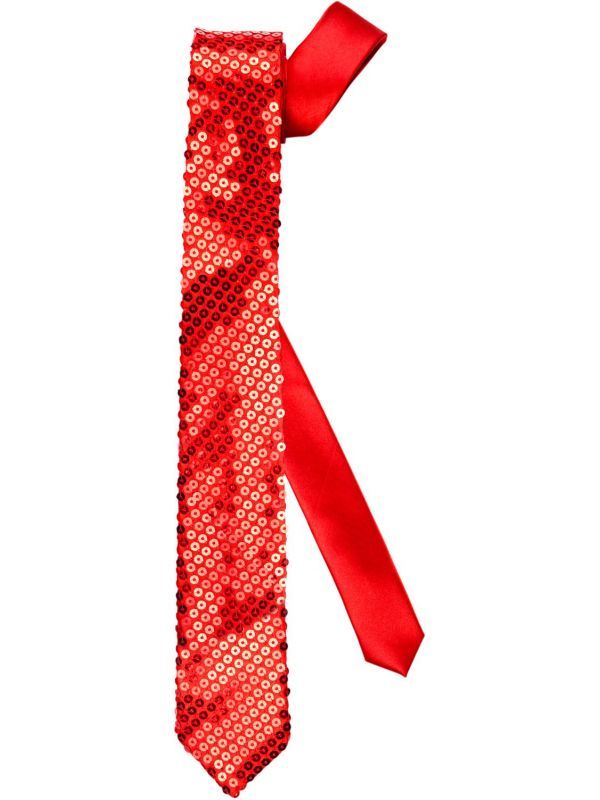 Rode pailletten stropdas
