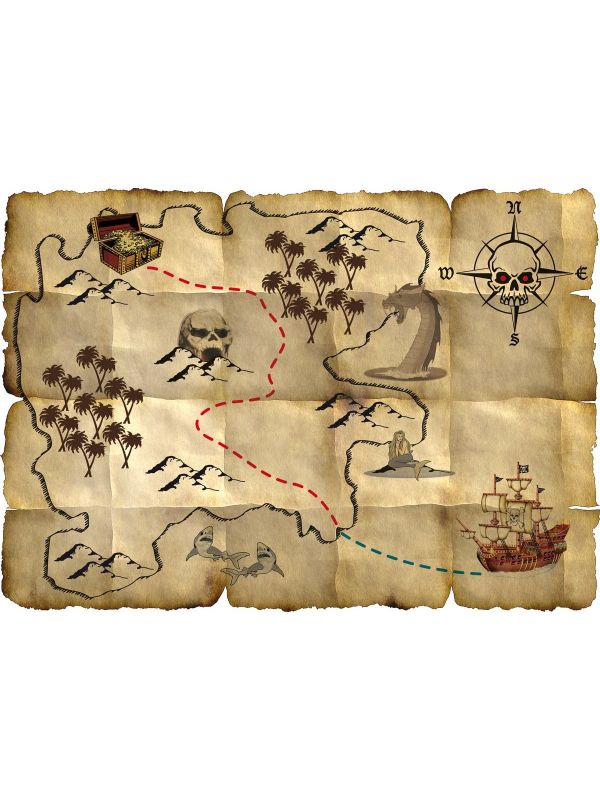 Rode piraat schatkaarten 4 stuks