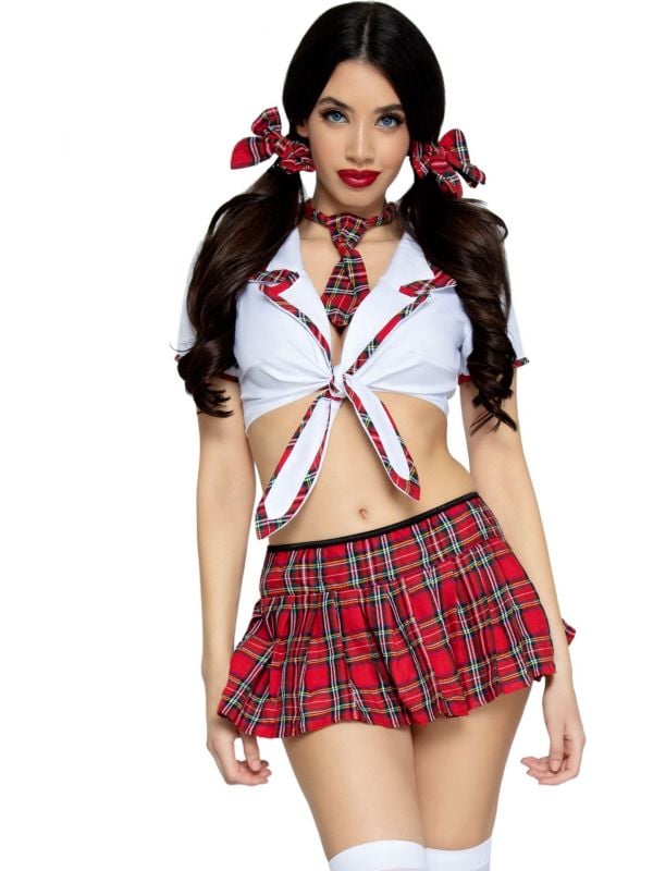 Rode sexy schoolmeisje kostuum