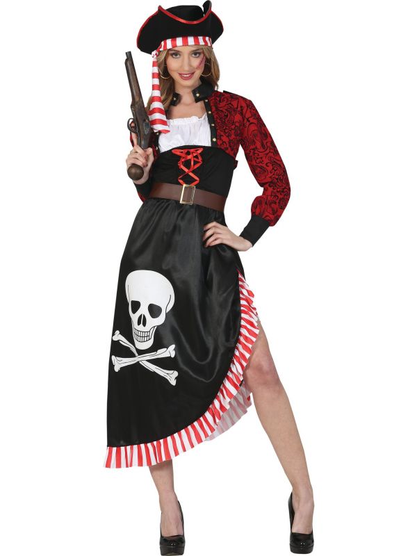 Rode skull piraten jurk dames