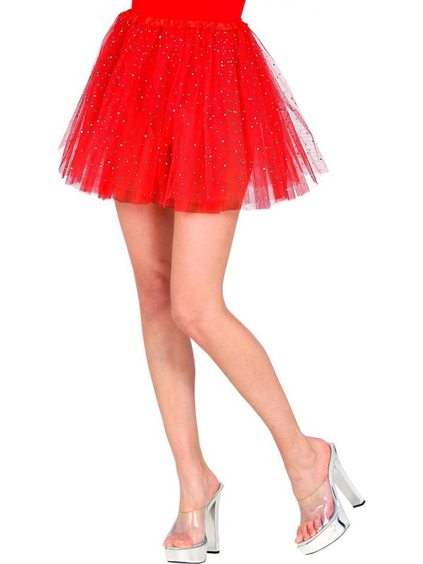 Rode sparkling tutu dames