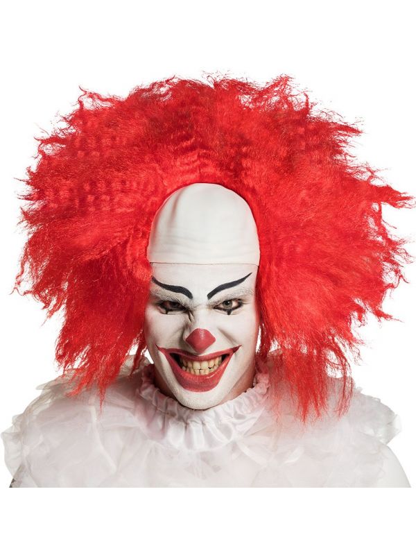 Rode wilde horror clown pruik