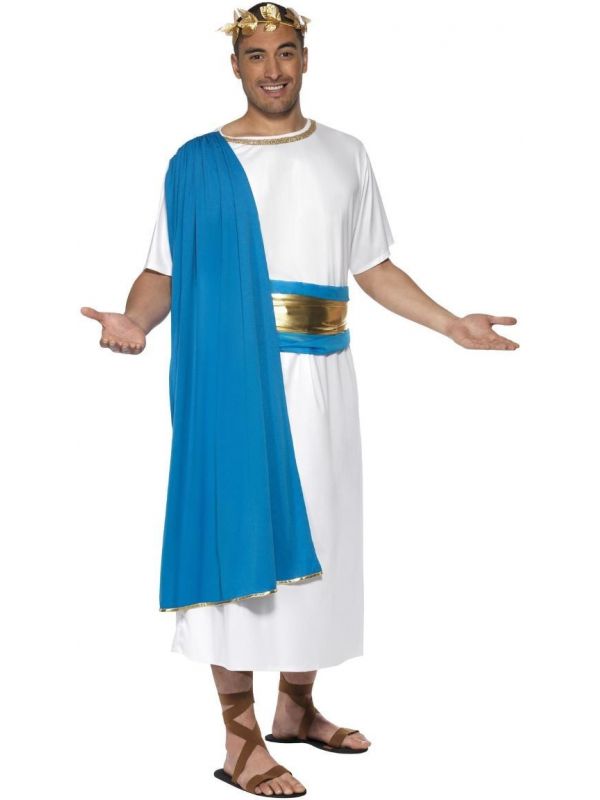 Romeinse senator blauw witte outfit