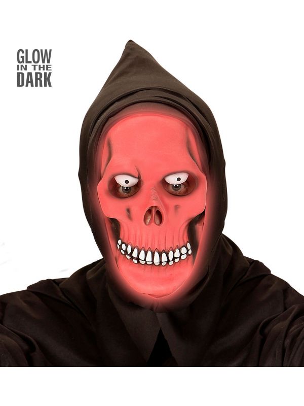 Rood glow in the dark skelet masker