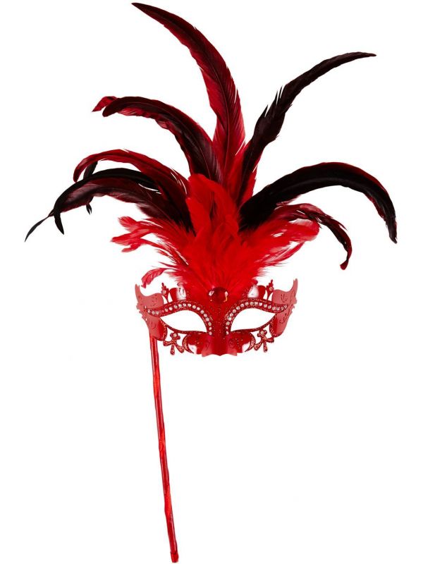 Rood venetiaans masker op stokje