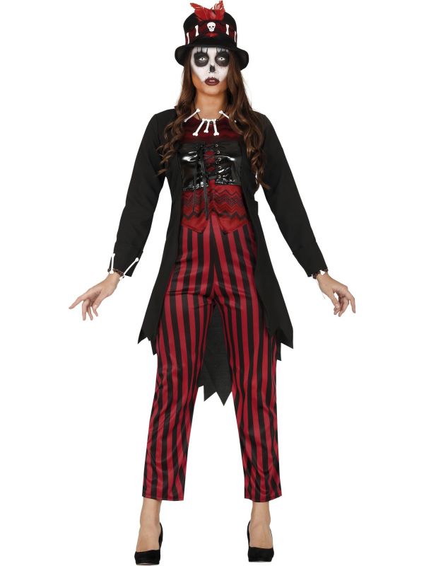 Rood zwart gestreepte voodoo outfit