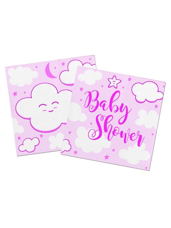 Roze babyshower meisje servetten 20 stuks