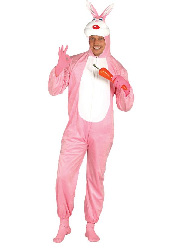 Roze konijn kostuum