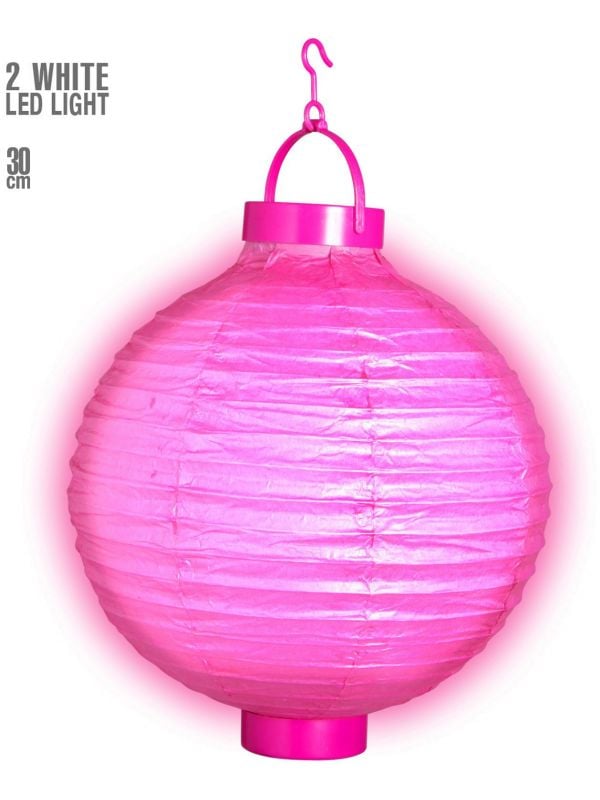 Roze lantaarn met 2 witte LED lichten