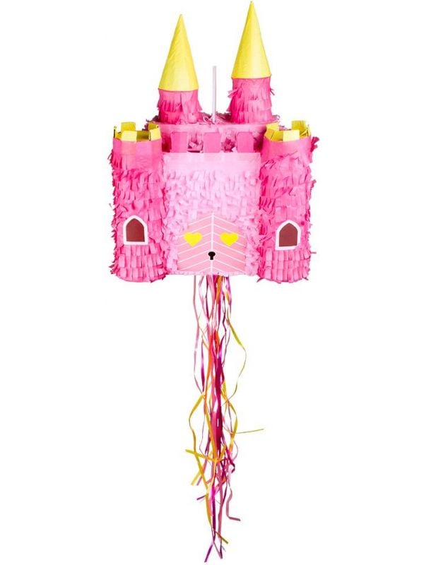 Roze prinses kasteel trekpiñata