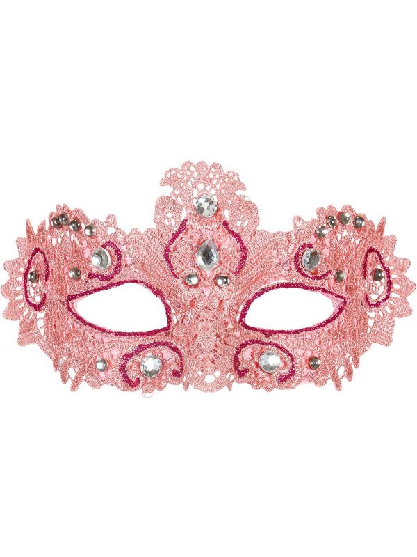 Roze venetiaans oogmasker