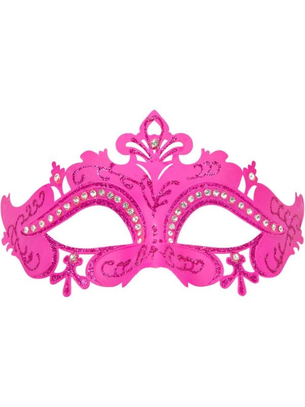 Roze venetiaanse glitter oogmasker