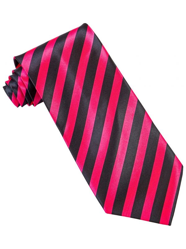 Roze zwart gestreepte stropdas