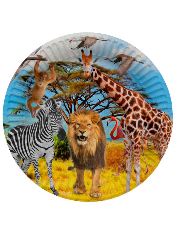 Safari kinderfeestje bordjes 8 stuks