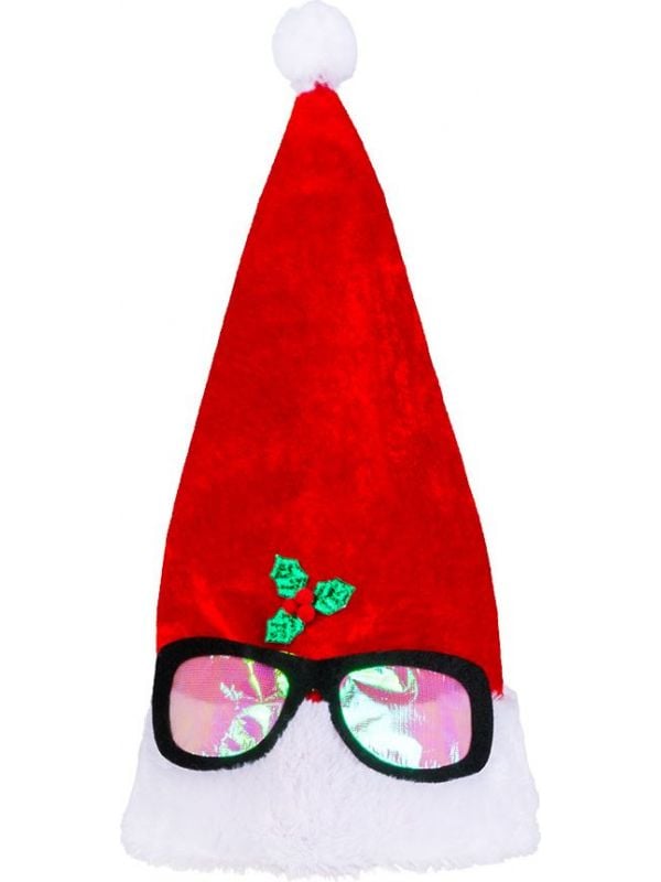 Santa kerstmuts met bril