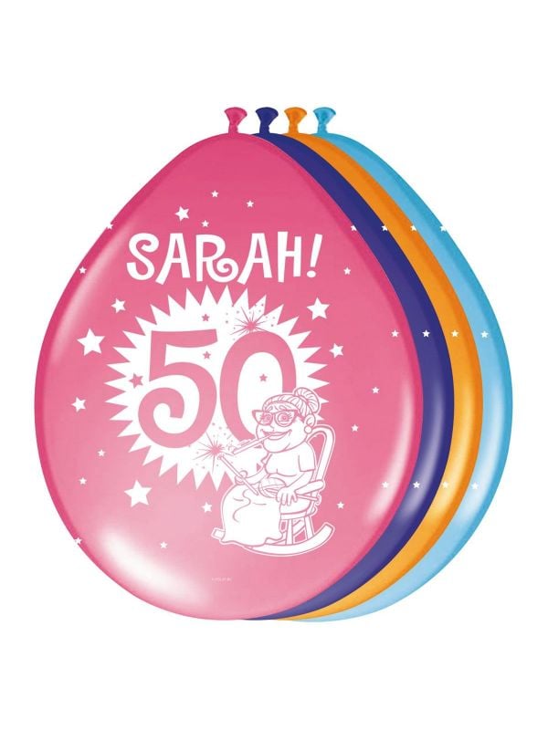 Sarah verjaardag 50 jaar ballonnen 8 stuks