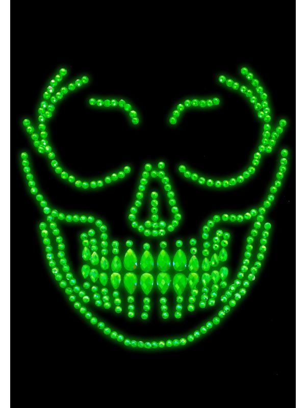 Schedel glow in the dark face jewels