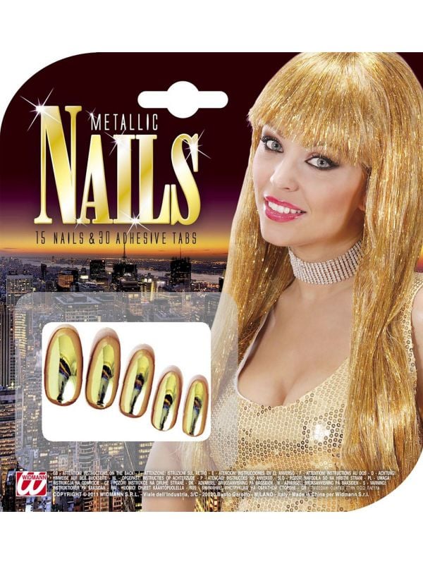 Set van 15 gouden metallic nagels