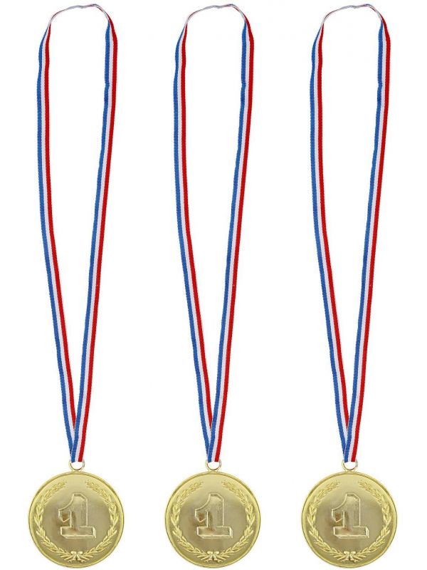 Set van 3 gouden winnaars medailles