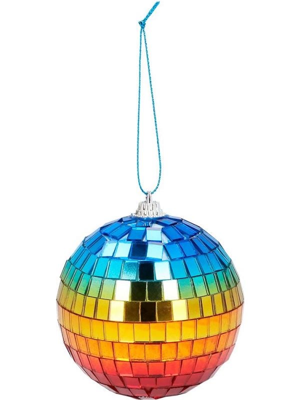Setje van 6 discoballen regenboog