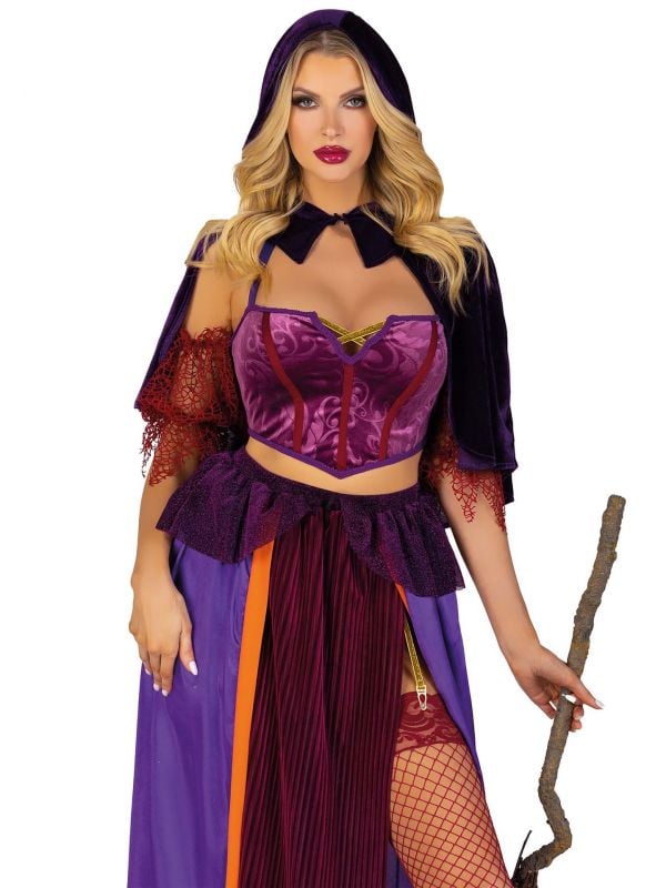 Sexy paarse magische heks jurk dames