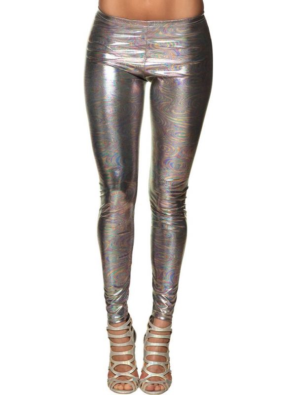 Silver disco glanzende legging