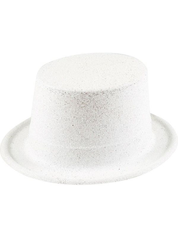 Sparkle glitter hoge hoed wit