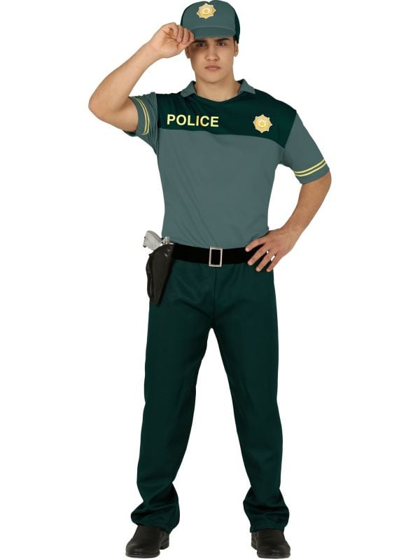 Stoer groen politiepak