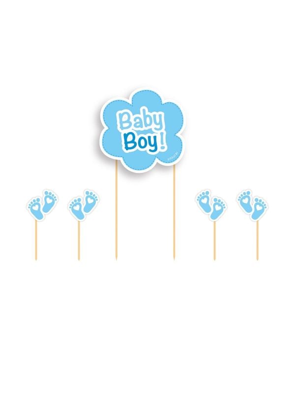 Taart topper baby boy geboorte jongen blauw