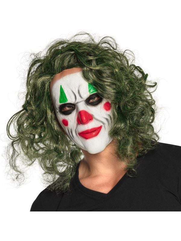 The Joker latex masker met haar