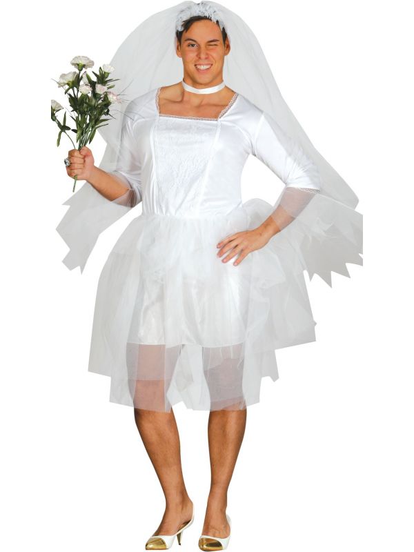 Travestiet bruid jurk wit
