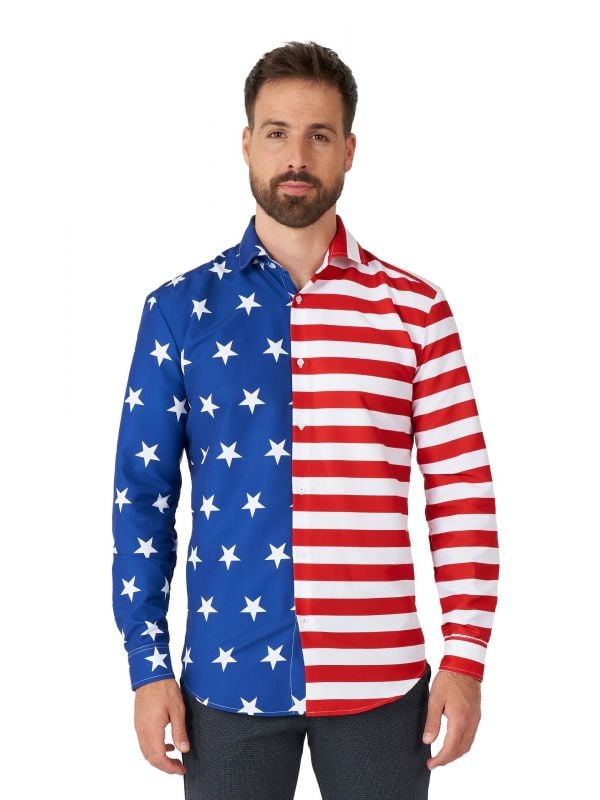 USA Vlag heren blouse