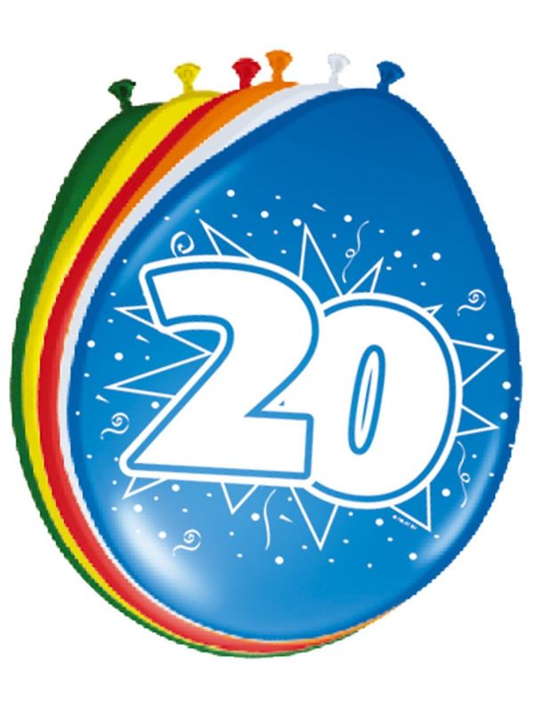 Verjaardag 20 jaar ballonnen 8 stuks