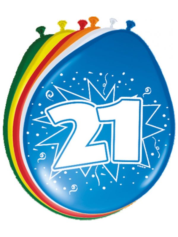 Verjaardag 21 jaar ballonnen 8 stuks