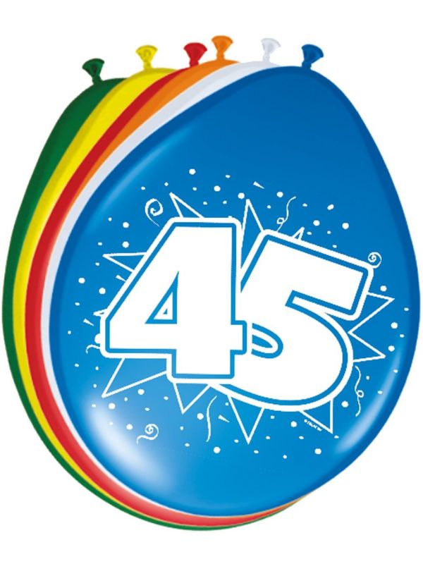 Verjaardag 45 jaar ballonnen 8 stuks