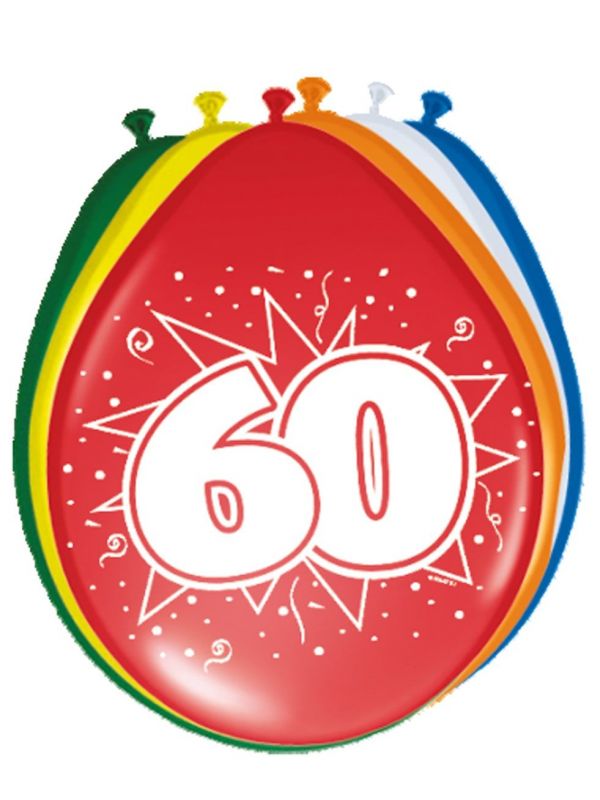 Verjaardag 60 jaar ballonnen 8 stuks