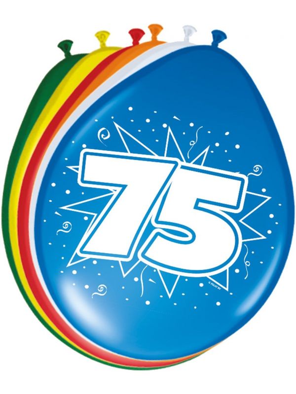 Verjaardag 75 jaar ballonnen 8 stuks