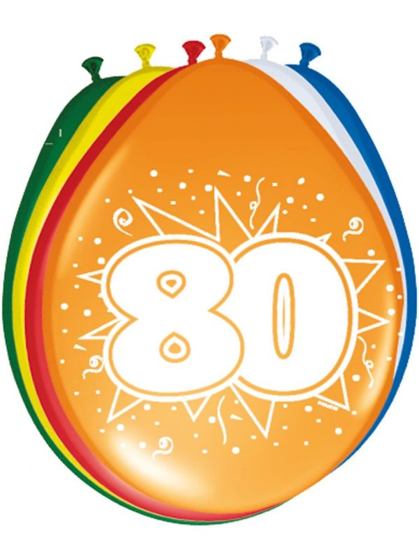 Verjaardag 80 jaar ballonnen 8 stuks