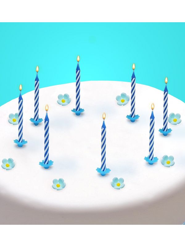 Verjaardag feest taartkaarsjes blauw wit