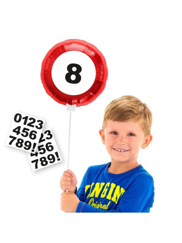 Verjaardag verkeersbord mini folieballon met stickers