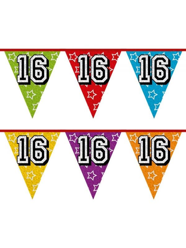 Verjaardag vlaggetjes 16 jaar