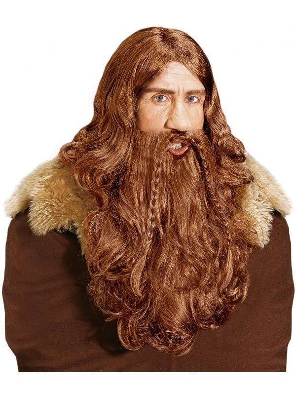 Viking pruik met baard en snor