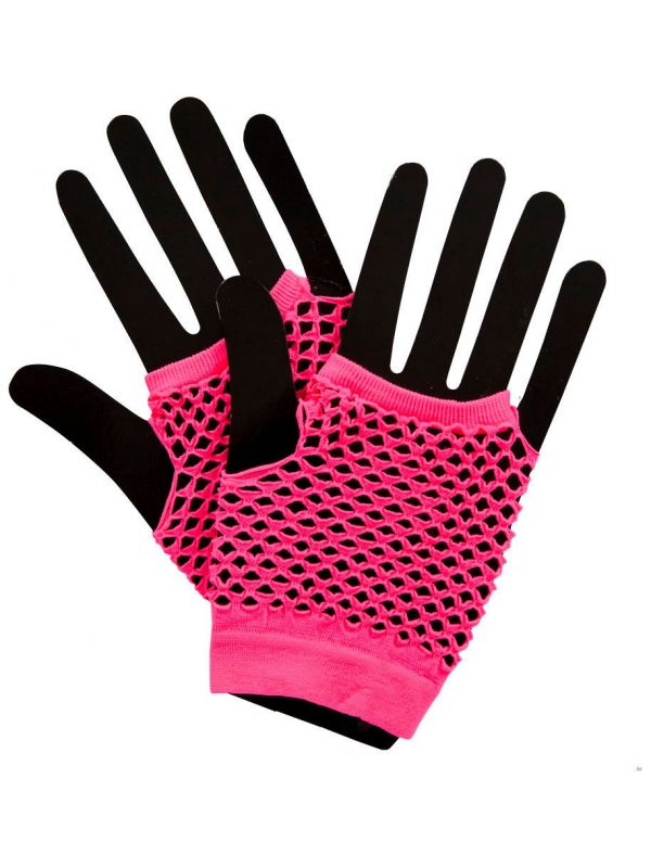 Visnet handschoenen roze
