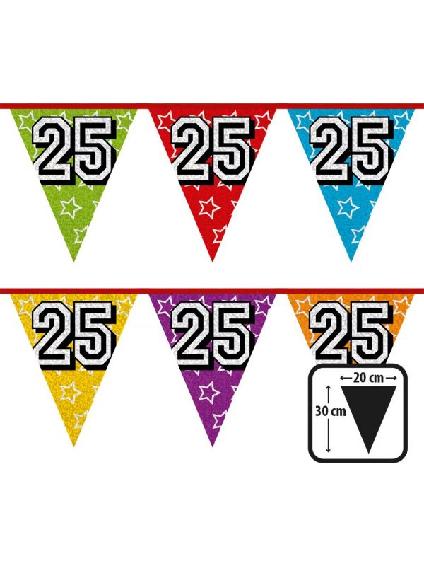 Vlaggenlijn verjaardag sterren 25 jaar