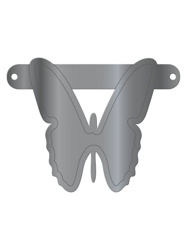 Vlinder banner metallic zilver